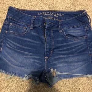 American Eagle High Rise Shortie Denim Shorts